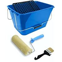 Los mejores  - TECPINT KIT PISCINAS - Rodillo de Felpón con Cubeta Rejilla y Brocha - Cubeta 16 L con rejilla - Paletina 50mm- Especial…
